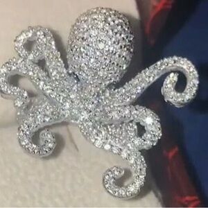 Sterling Silver & 14 k white gold plating OCTOPUS RING SZ 8.25